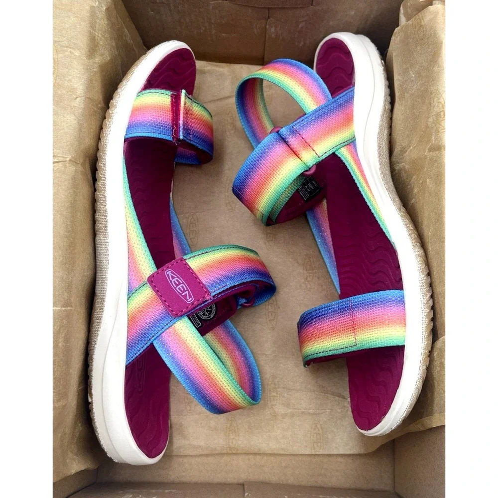 KEEN Youth Girls Elle Backstrap Sandal Size 7/Women's Size 9 Rainbow Adjustable